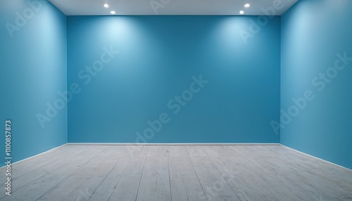 3d rendered blue empty room display podium Minimal scene for product display presentation 62