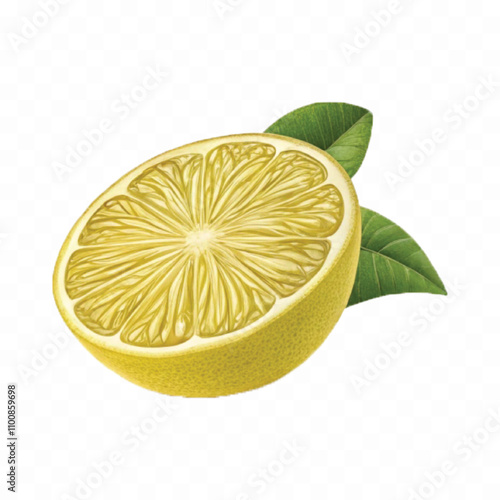 abstract 3d  green or yellow lemon with cut in half and slices isolated on white background.