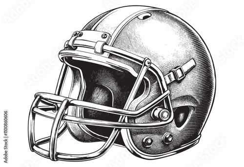 American football helmet sketch engraving drawing hand drawn vector illustration