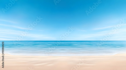 Serene beach landscape with calm sea and clear blue sky