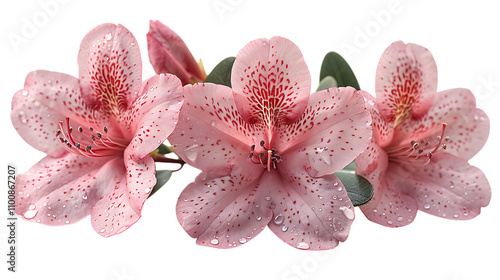 Three pink flowers with white spots.