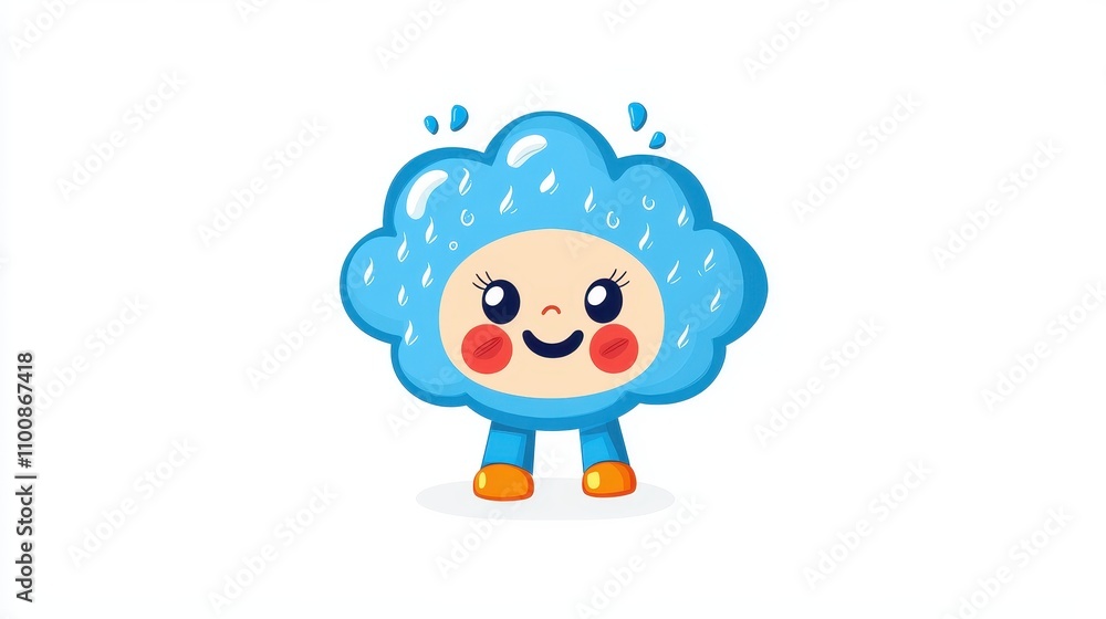 Obraz premium Cute Cartoon Cloud Character with Cheerful Expression