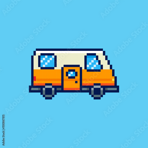 Pixel art Camper Van game asset design