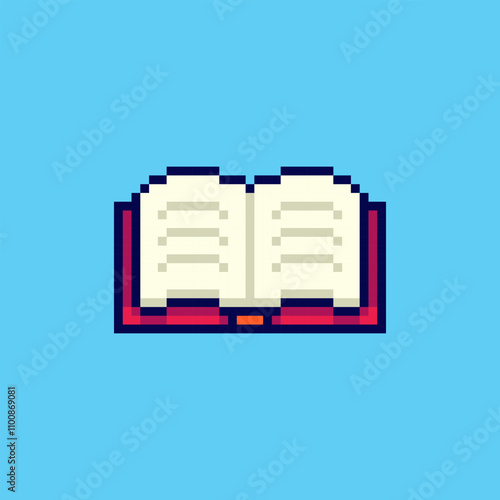 Pixel art Open Book Icon game asset design