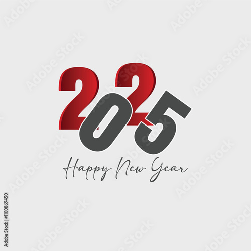 Happy New Year 2025 bold design vector template. Premium vector. Happy new year 2025 design with colorful truncated number illustrations. Design for poster, banner, greeting and new year 2025