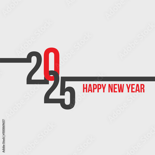 Happy New Year 2025 bold design vector template. Premium vector. Happy new year 2025 design with colorful truncated number illustrations. Design for poster, banner, greeting and new year 2025