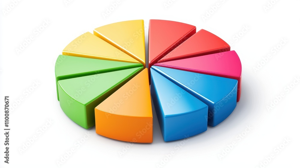 Obraz premium Colorful 2D Pie Chart Data Visualization Element