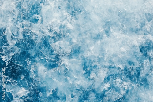 Aerial View of Frozen Winter Water Surface