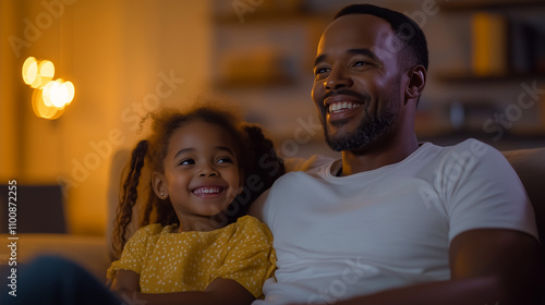Wallpaper Mural A joyful family enjoying a movie together at home Torontodigital.ca