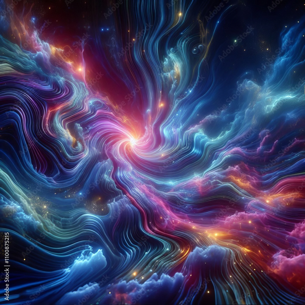 Obraz premium Cosmic flows Currents holography transports viewers to the vast