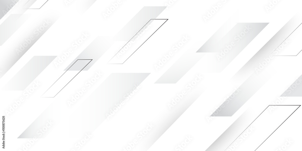 Fototapeta premium Abstract geometric white and gray color arrow background. vector minimalist simple and modern background. abstract shiny technology Banner, brochure, motion presentation background. Vector design.