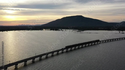 Wallpaper Mural Floating train on Pa Sak Cholasit Dam is the unseen trip in twilght time at Lopburi : Thailand Torontodigital.ca