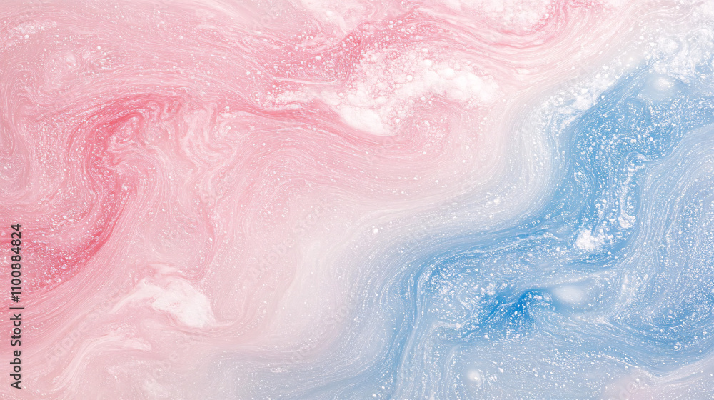 Obraz premium A soft, abstract swirl of pastel pink and blue hues, blending smoothly to create a serene, dreamy background.