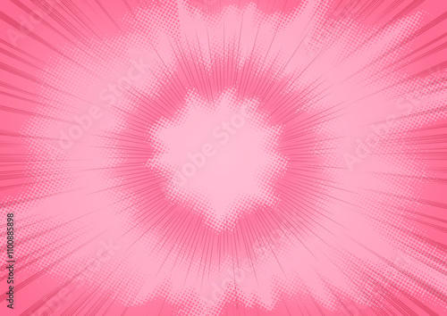 Radial pink speed lines for comic book vector background POP art, Manga or anime frame, zoom and motion striped effect