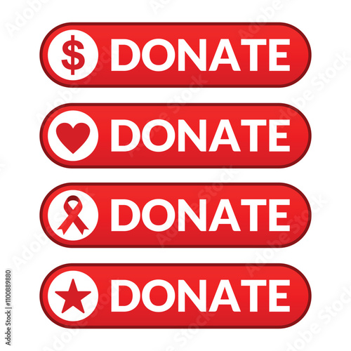 collection of simple red donation buttons