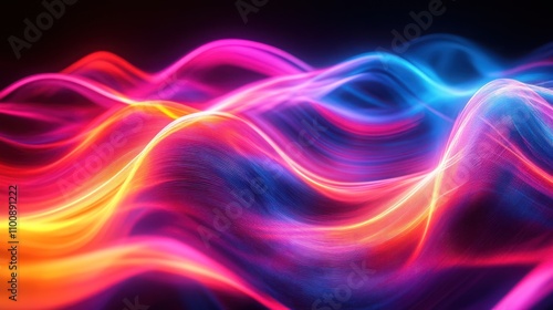 Wallpaper Mural Abstract background of colorful glowing neon waves. Torontodigital.ca