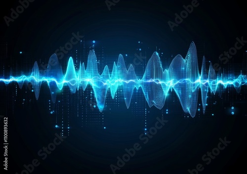 Abstract Electric Blue Waveform Illustration on Dark Background photo