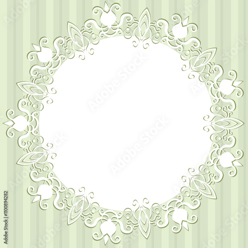 Empty patterned circle frame. Vector illustration.