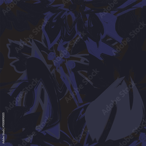 Blue Abstract Floral Seamless Pattern Design