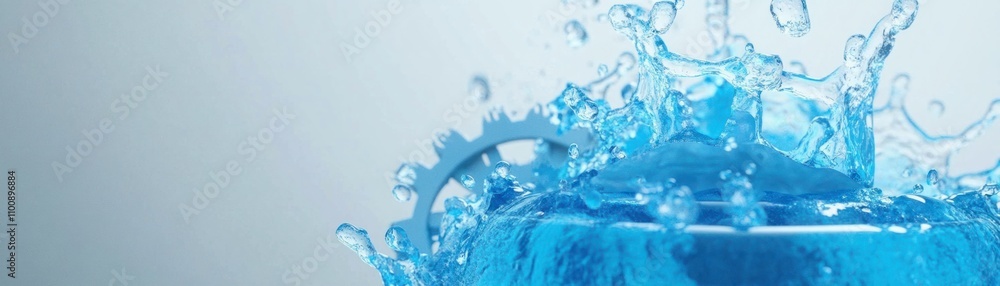 Captivating Close-Up of Water Splashing in a Clear Container with Bright Blue Liquid Creating Dynamic Motion and Visual Interest