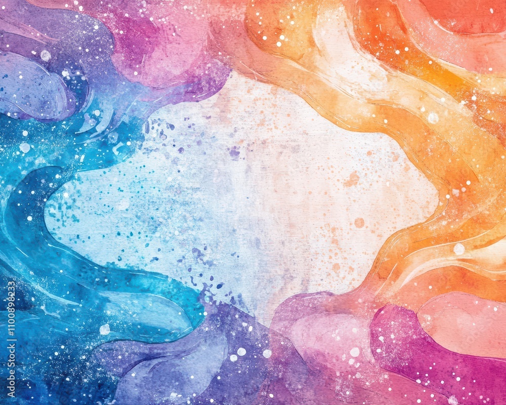 Fototapeta premium Abstract watercolorstyled game board with fluid patterns, boardgame, artistic and playful concept