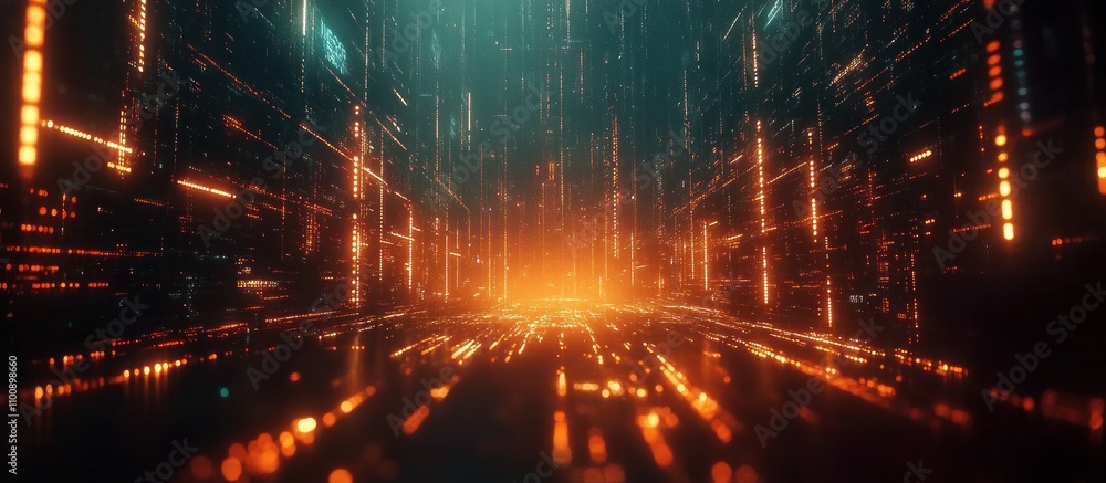 Fototapeta premium Abstract digital art with glowing lines and a futuristic feel.