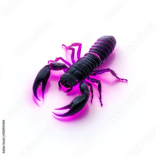 A vibrant purple scorpion on a white isolated background. photo