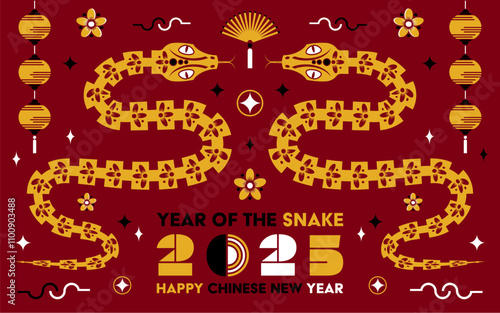 Happy Chinese new year 2025 Zodiac sign, year of the Snake