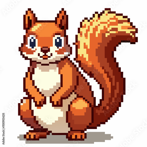 Pixel Art Squirrel Illustration   Retro Style Forest Animal in Digital Design