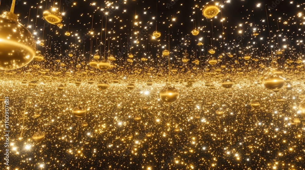 Naklejka premium Golden Sphere Installation A Dazzling Celestial Display