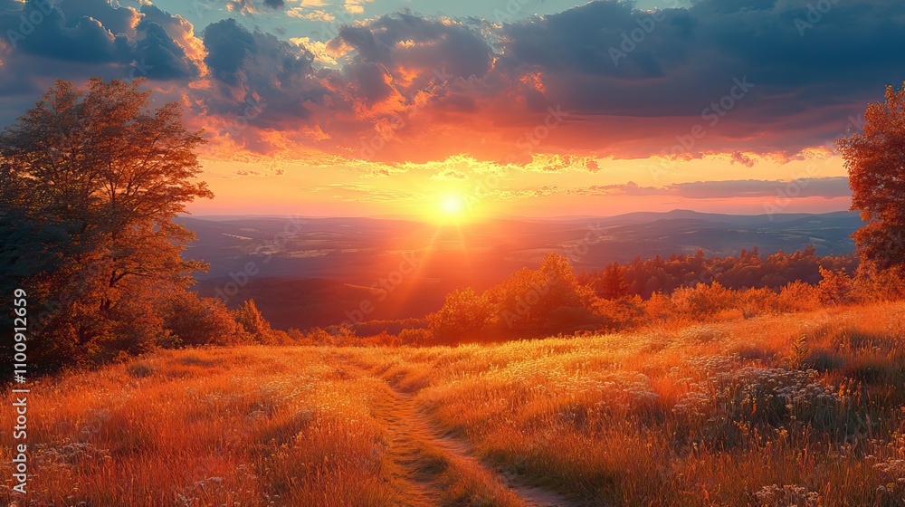 A sunset creates a warm ambiance, symbolizing the connection between nature and seasonal changes. A sunset creates a warm ambiance, symbolizing the connection between nature and seasonal changes.