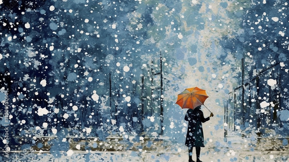Fototapeta premium In the snowy winter, I feel happy in the snow