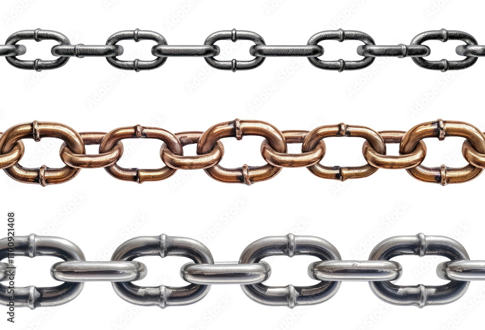 Steel chains isolated on transparent background Steel chains isolated on transparent background