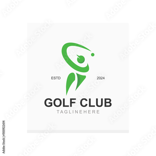 Golf player logo sport simple and modern creative design template illustration