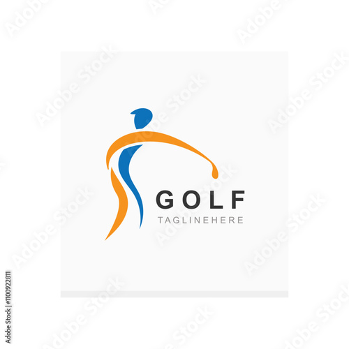 Golf player logo sport simple and modern creative design template illustration photo