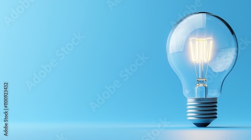 Bright and Modern Light Bulb on Soft Blue Background for Creative and Inspirational Concepts in Design and Innovation