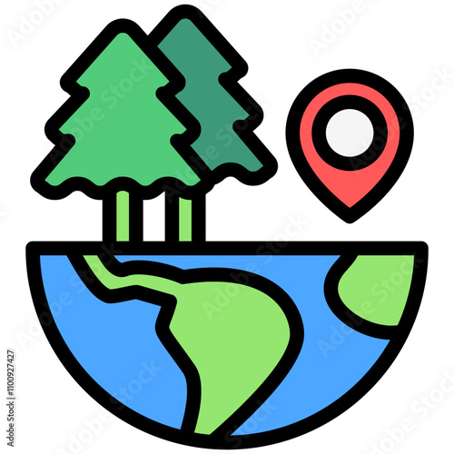 Eco Tourism colored outline icon. use for modern concept, print, UI, UX kit, web and app development. Vector EPS 10, related to business, green industry, eco friendly and economy .