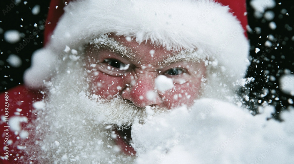 portrait of angry santa claus in snow portrait of angry santa claus in snow