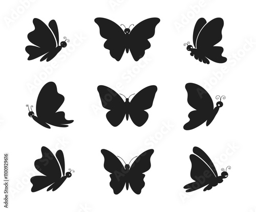 Unique Butterfly Silhouettes EPS Vector Template