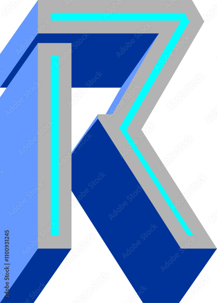 3D Futuristic Letter Alphabet Vector Element R 3D Futuristic Letter Alphabet Vector Element R