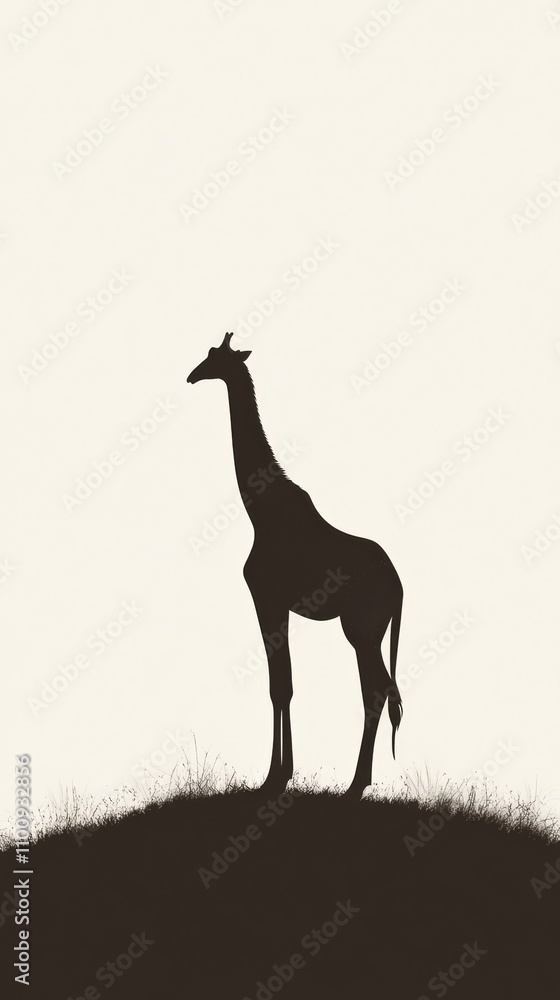 Fototapeta premium Giraffe Silhouette on Hilltop 
