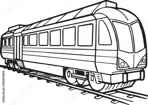 Black line a TRAIN  for kids coloring drawing book in white background