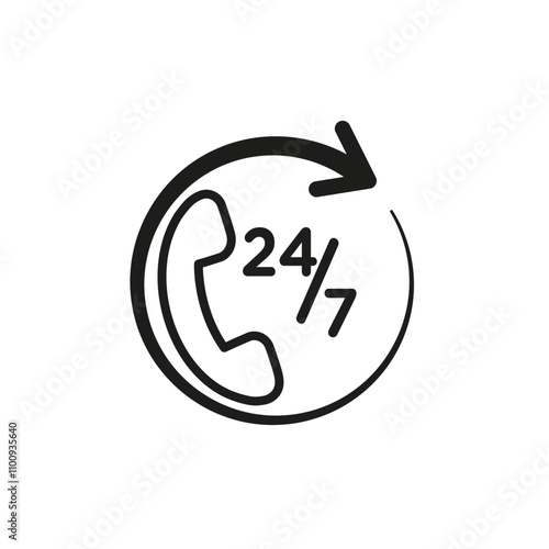 24 7 Emergency call services icon Symbol mark in Outline style