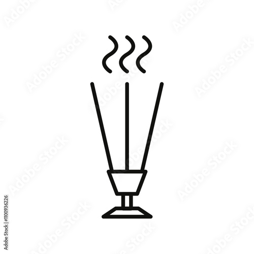 Burning incense stick icon Symbol mark in Outline style