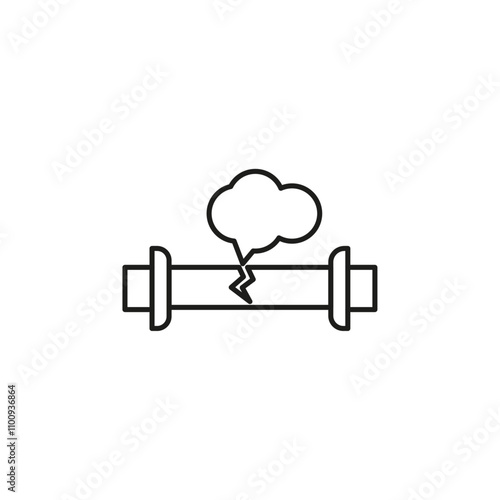 Corrosion rusty through valve tube steam gas leak pipeline icon Symbol mark in Outline style