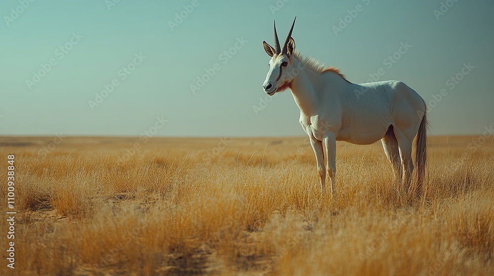 Obraz premium A wild oryx stands proudly in the arid desert, embodying the resilience of nature.