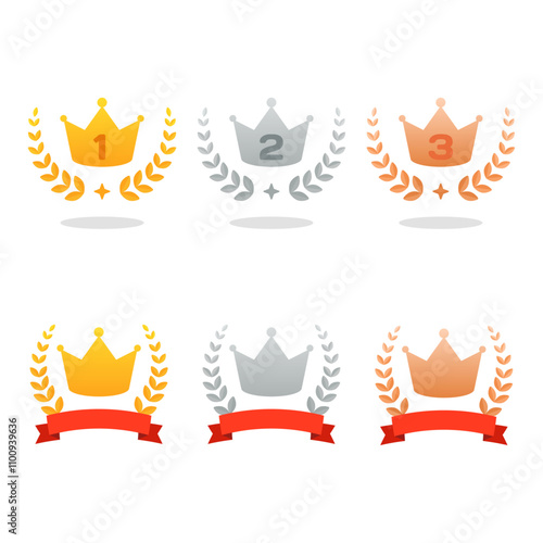 Gold, Silver, Bronze, 1st, 2nd, 3rd place crowns
