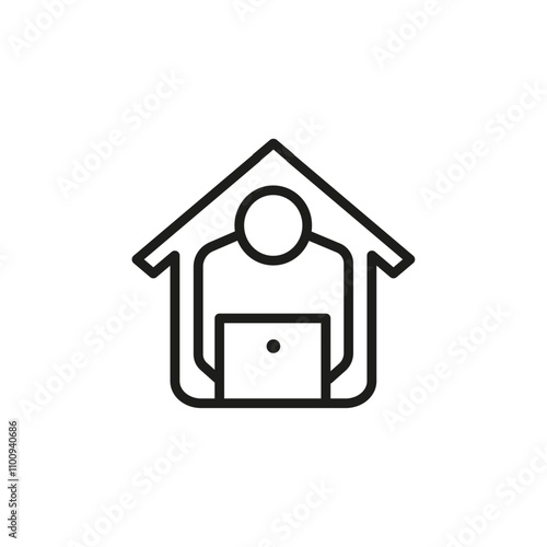 Remote work from home icon Symbol mark in Outline style