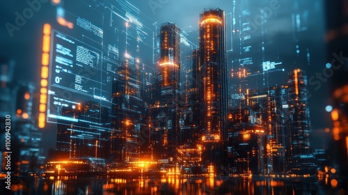 Wallpaper Mural A futuristic mining city control center building with real-time data displays from sensors throughout the mine. Torontodigital.ca