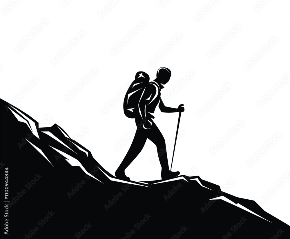Fototapeta premium Minimalist Hiker Silhouette Vector Template